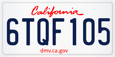 CA license plate 6TQF105