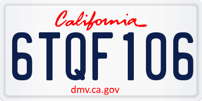 CA license plate 6TQF106