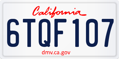 CA license plate 6TQF107