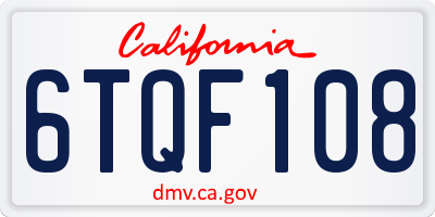 CA license plate 6TQF108