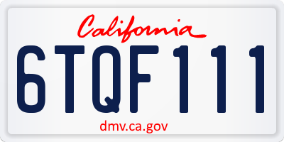 CA license plate 6TQF111