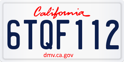 CA license plate 6TQF112