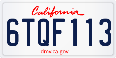 CA license plate 6TQF113