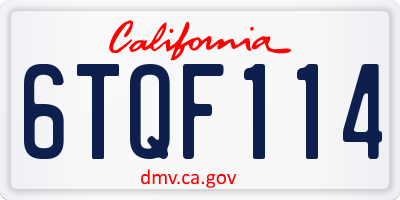 CA license plate 6TQF114
