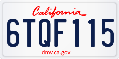 CA license plate 6TQF115