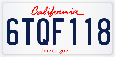 CA license plate 6TQF118