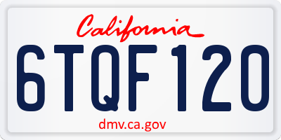 CA license plate 6TQF120