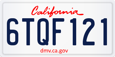 CA license plate 6TQF121