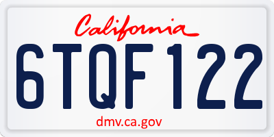 CA license plate 6TQF122