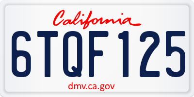 CA license plate 6TQF125