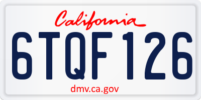 CA license plate 6TQF126