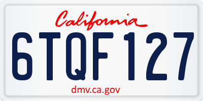 CA license plate 6TQF127
