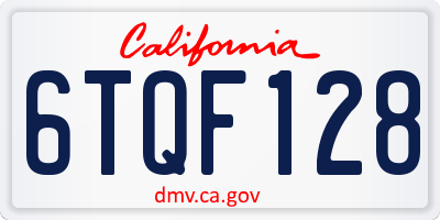 CA license plate 6TQF128