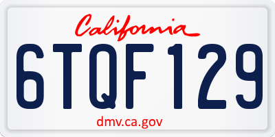 CA license plate 6TQF129