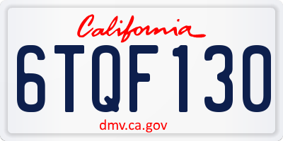 CA license plate 6TQF130