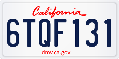 CA license plate 6TQF131