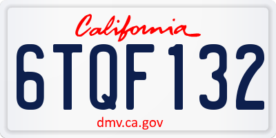 CA license plate 6TQF132