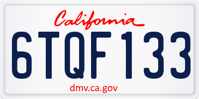 CA license plate 6TQF133