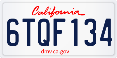 CA license plate 6TQF134