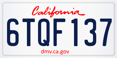 CA license plate 6TQF137