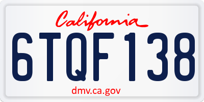 CA license plate 6TQF138