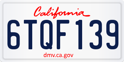 CA license plate 6TQF139