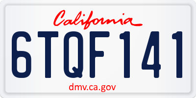 CA license plate 6TQF141