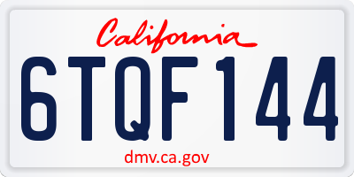 CA license plate 6TQF144