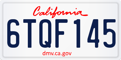 CA license plate 6TQF145