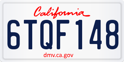 CA license plate 6TQF148