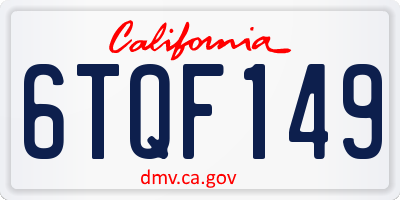 CA license plate 6TQF149
