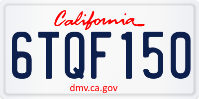 CA license plate 6TQF150