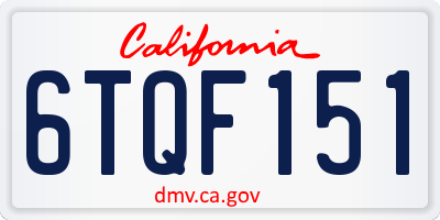 CA license plate 6TQF151