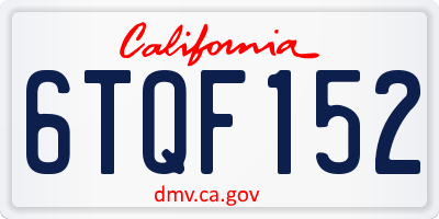 CA license plate 6TQF152