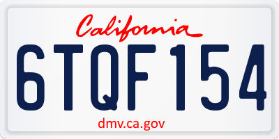 CA license plate 6TQF154