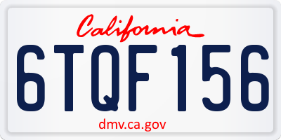 CA license plate 6TQF156