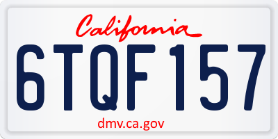 CA license plate 6TQF157