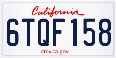 CA license plate 6TQF158