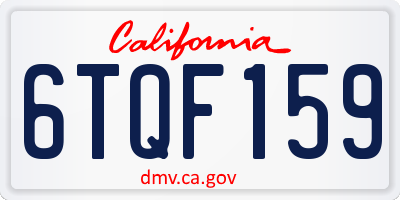 CA license plate 6TQF159