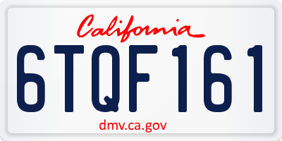 CA license plate 6TQF161