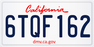 CA license plate 6TQF162