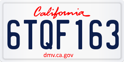 CA license plate 6TQF163