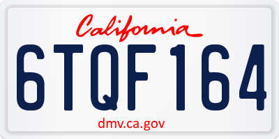 CA license plate 6TQF164