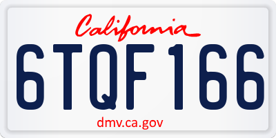 CA license plate 6TQF166