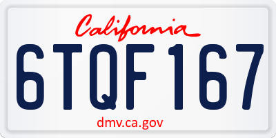 CA license plate 6TQF167