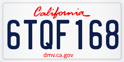 CA license plate 6TQF168