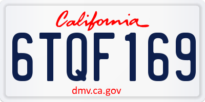 CA license plate 6TQF169