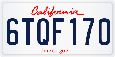 CA license plate 6TQF170