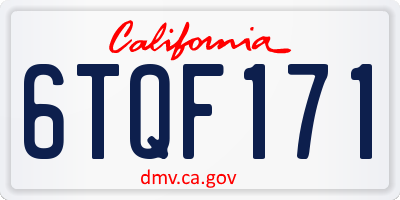 CA license plate 6TQF171