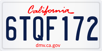 CA license plate 6TQF172